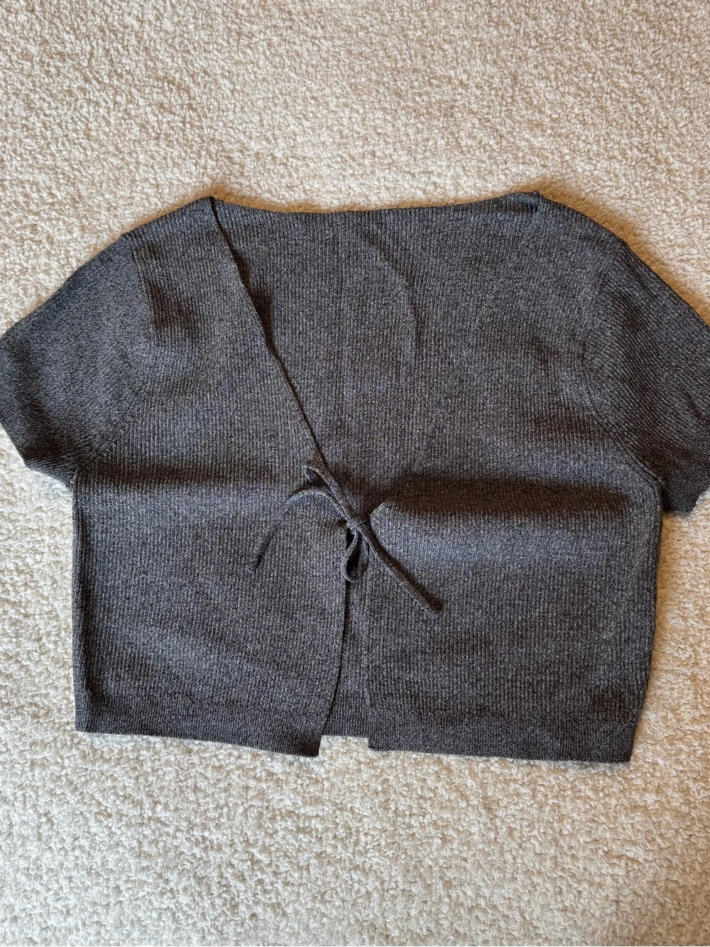 Cropped Tie-Back Knit Top in Charcoal